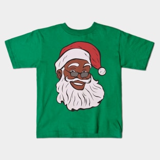 Black African American Santa Xmas Kids T-Shirt